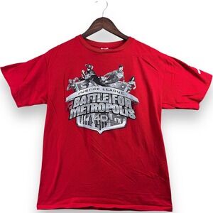 Justice League Battle for Metropolis 4D Youth Shirt XL Red Six Flags St Louis